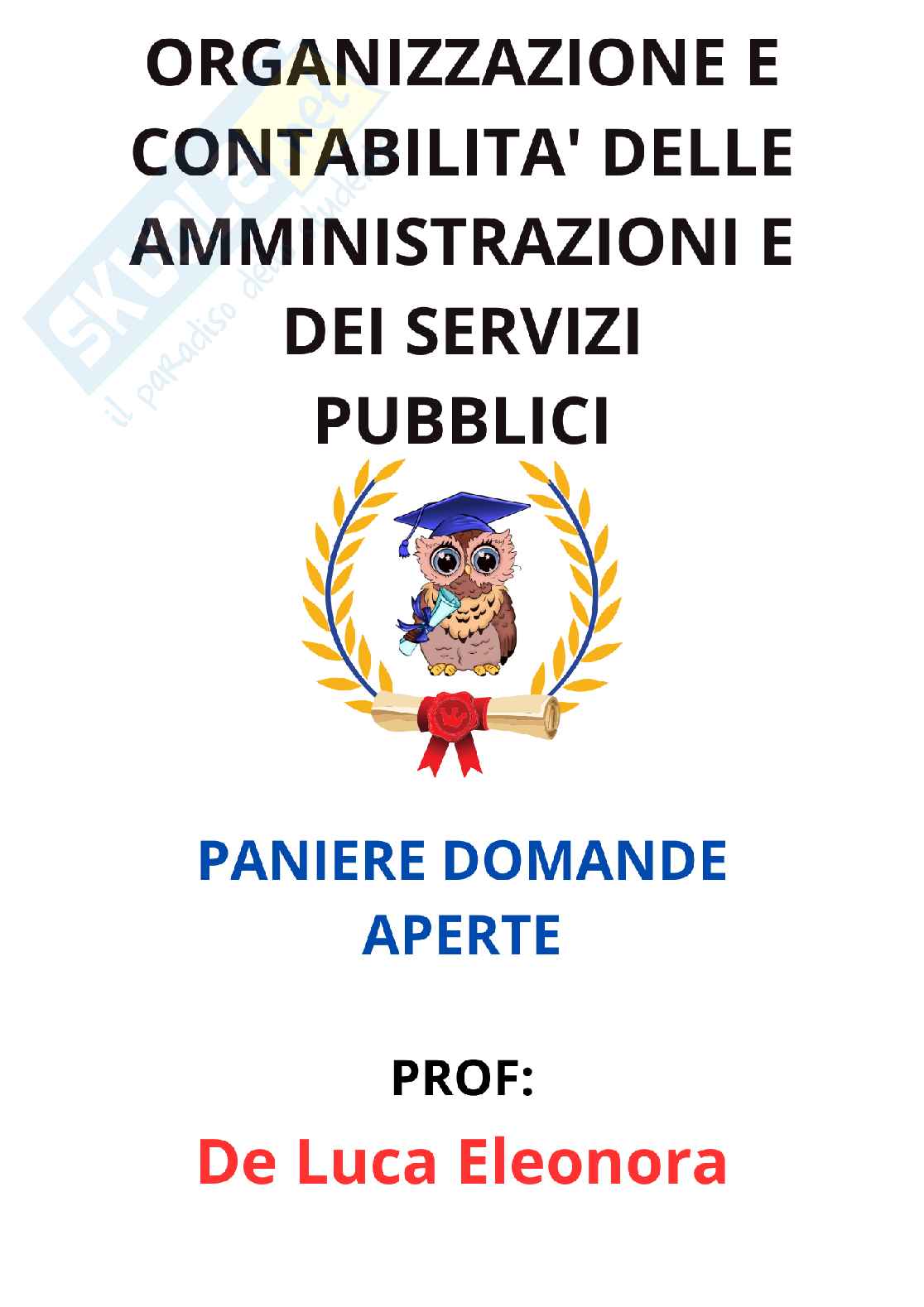 Paniere Organizzazione e contabilità delle amministrazioni e dei servizi pubblici - Risposte aperte (2025) Pag. 1