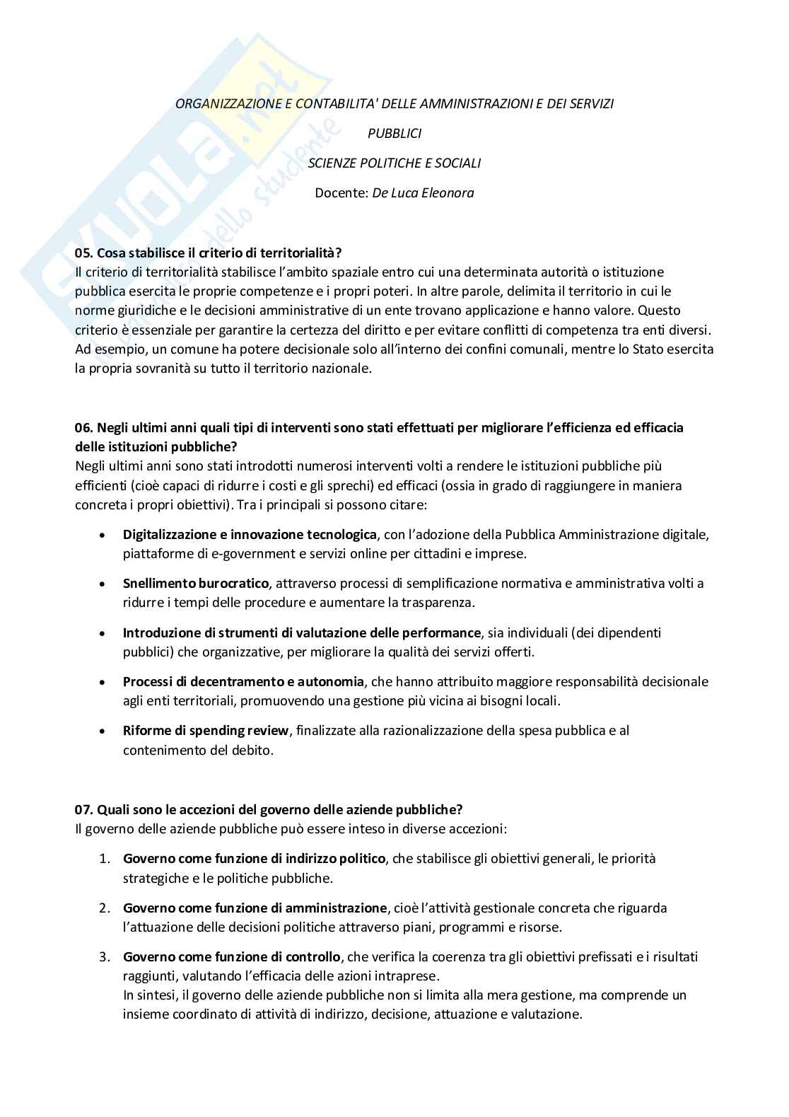 Paniere Organizzazione e contabilità delle amministrazioni e dei servizi pubblici - Risposte aperte (2025) Pag. 2