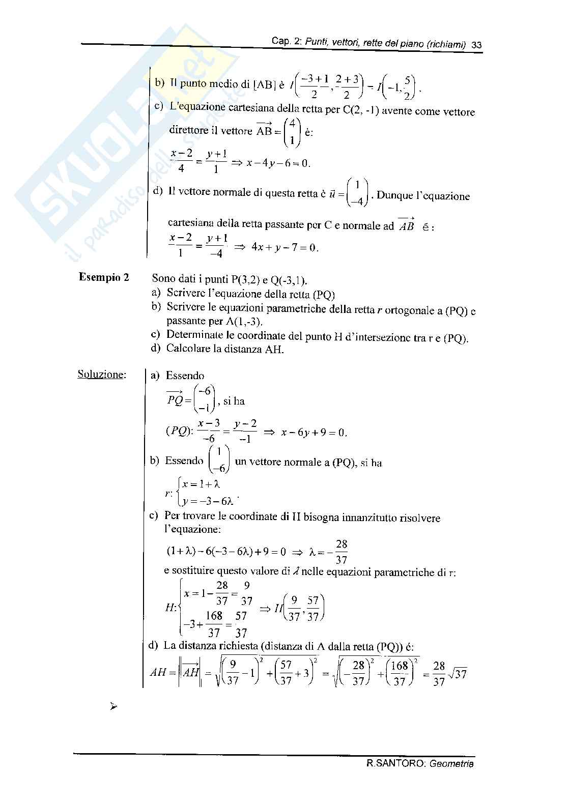 Punti,  vettori e rette nel piano Pag. 11