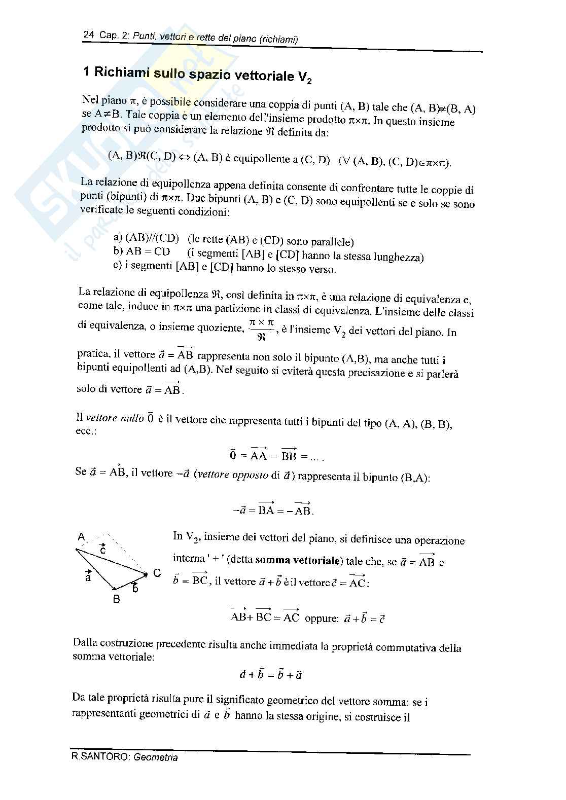 Punti,  vettori e rette nel piano Pag. 2
