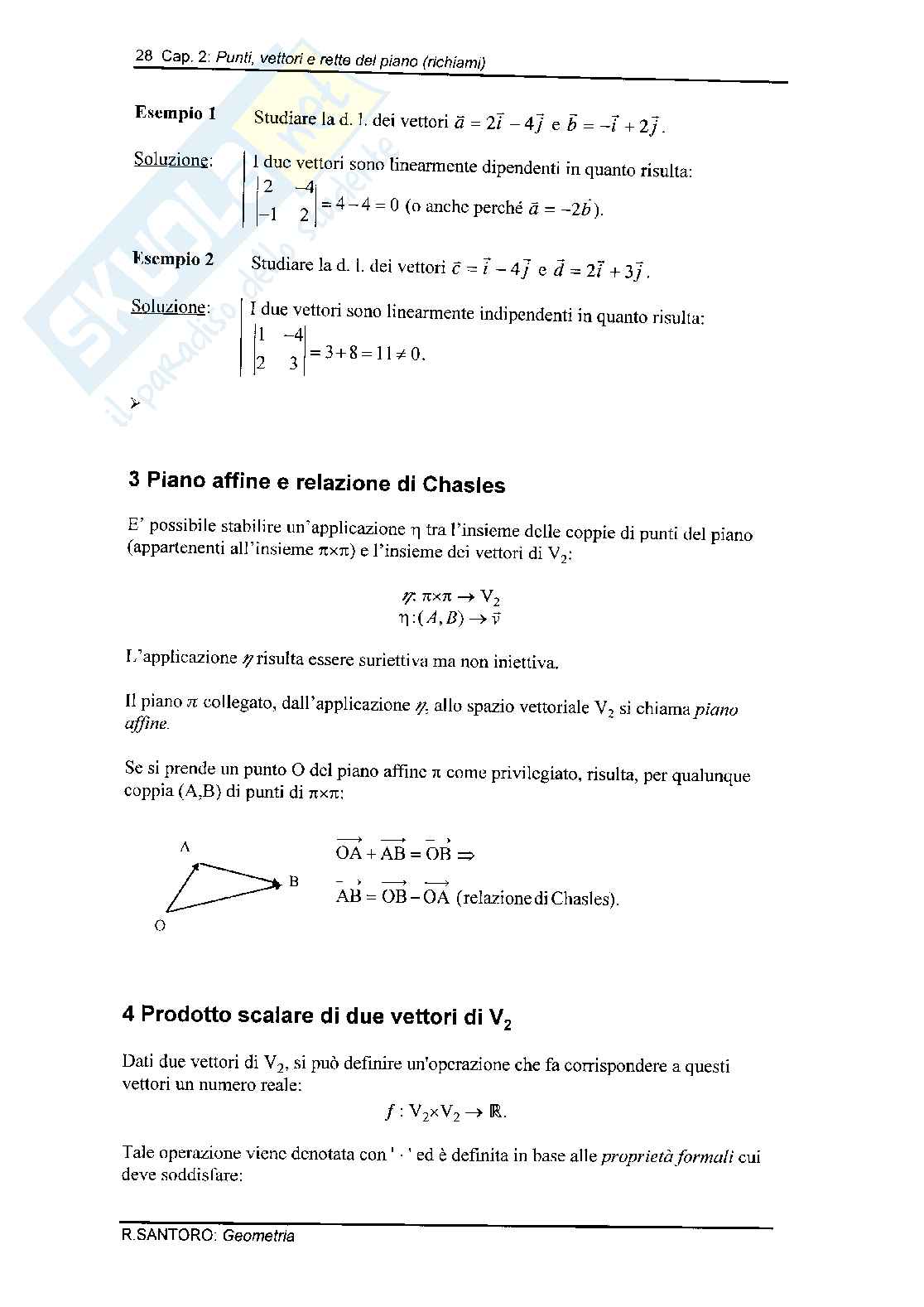 Punti,  vettori e rette nel piano Pag. 6