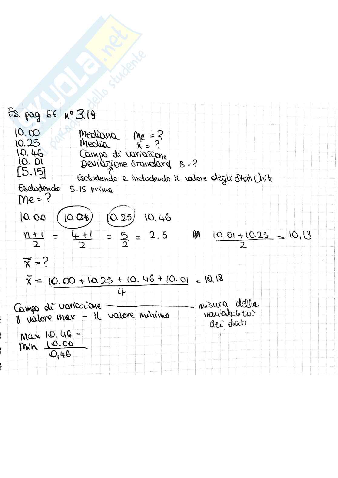 Esercizio 7 Psicometria - Media e deviazione standard Pag. 1