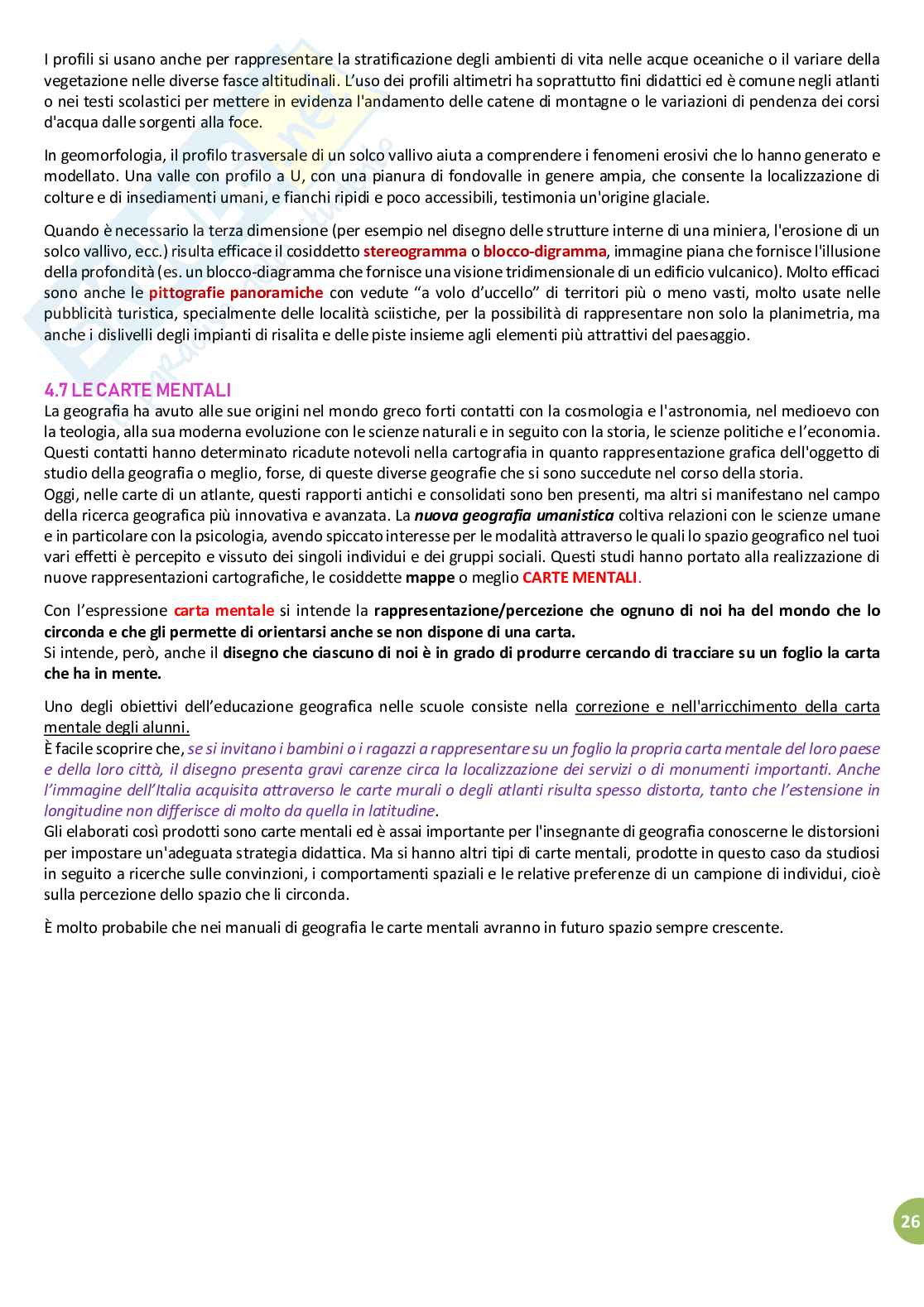 Riassunto esame Geografia e Didattica della Geografia, prof. Ugolini, libro consigliato Geocartografia, Guida alla lettura delle carte geotopografiche, Lavagna, Lucarno Pag. 26