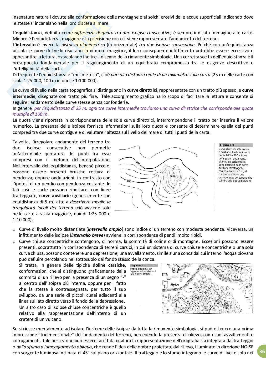 Riassunto esame Geografia e Didattica della Geografia, prof. Ugolini, libro consigliato Geocartografia, Guida alla lettura delle carte geotopografiche, Lavagna, Lucarno Pag. 36