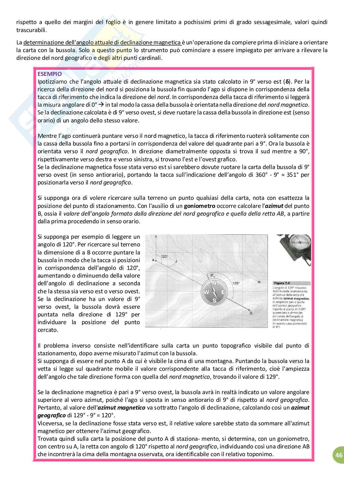 Riassunto esame Geografia e Didattica della Geografia, prof. Ugolini, libro consigliato Geocartografia, Guida alla lettura delle carte geotopografiche, Lavagna, Lucarno Pag. 46