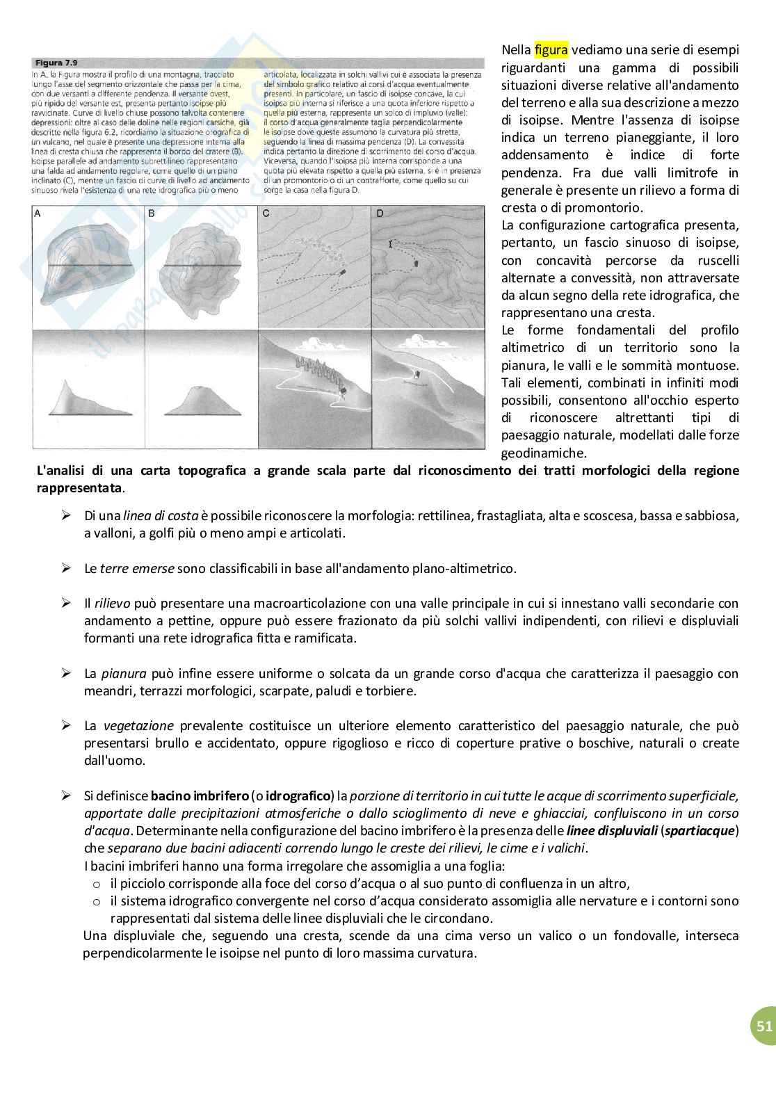 Riassunto esame Geografia e Didattica della Geografia, prof. Ugolini, libro consigliato Geocartografia, Guida alla lettura delle carte geotopografiche, Lavagna, Lucarno Pag. 51