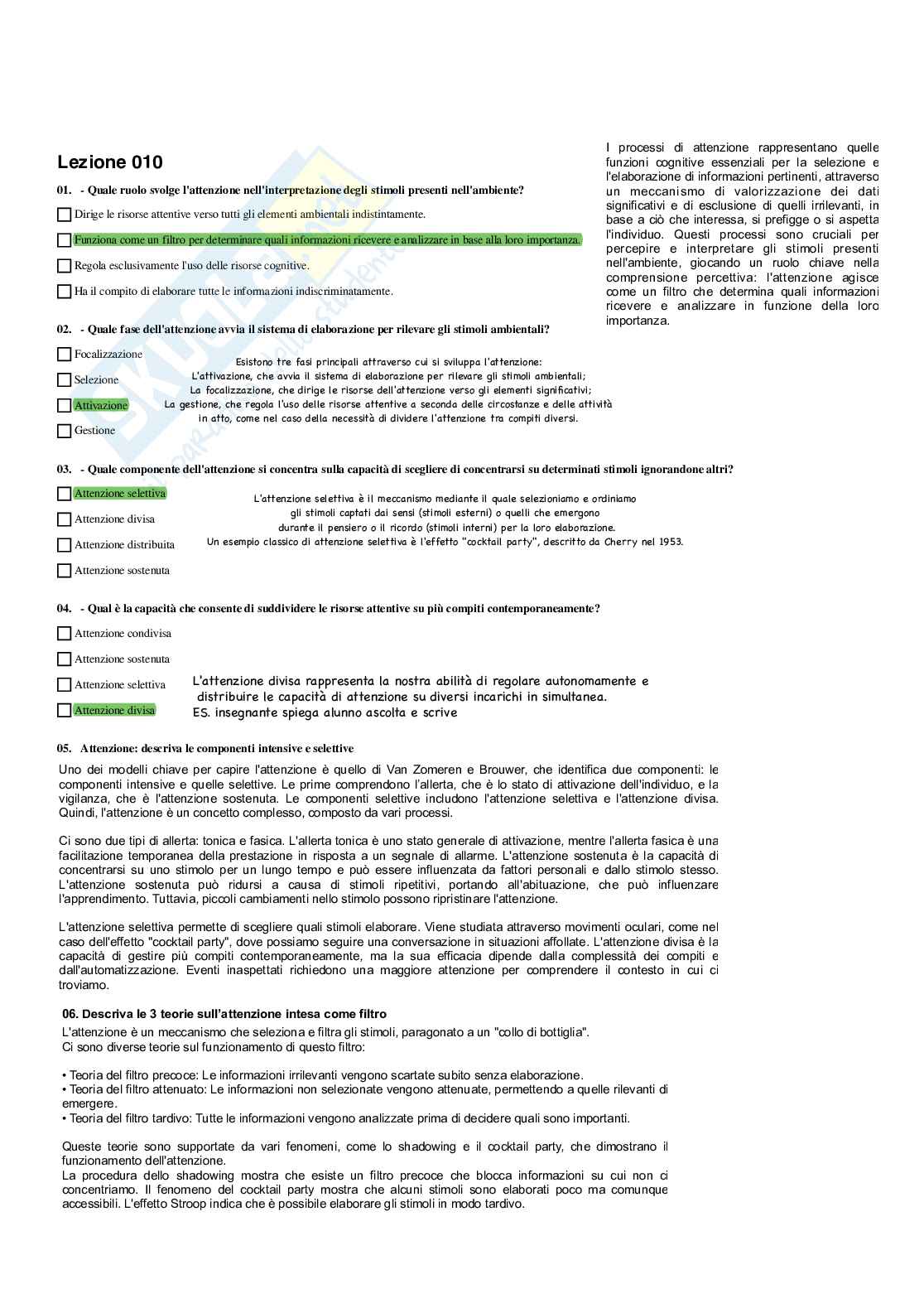 Paniere Psicologia dell' apprendimento - Risposte multiple e fuori paniere - (2026) Pag. 11