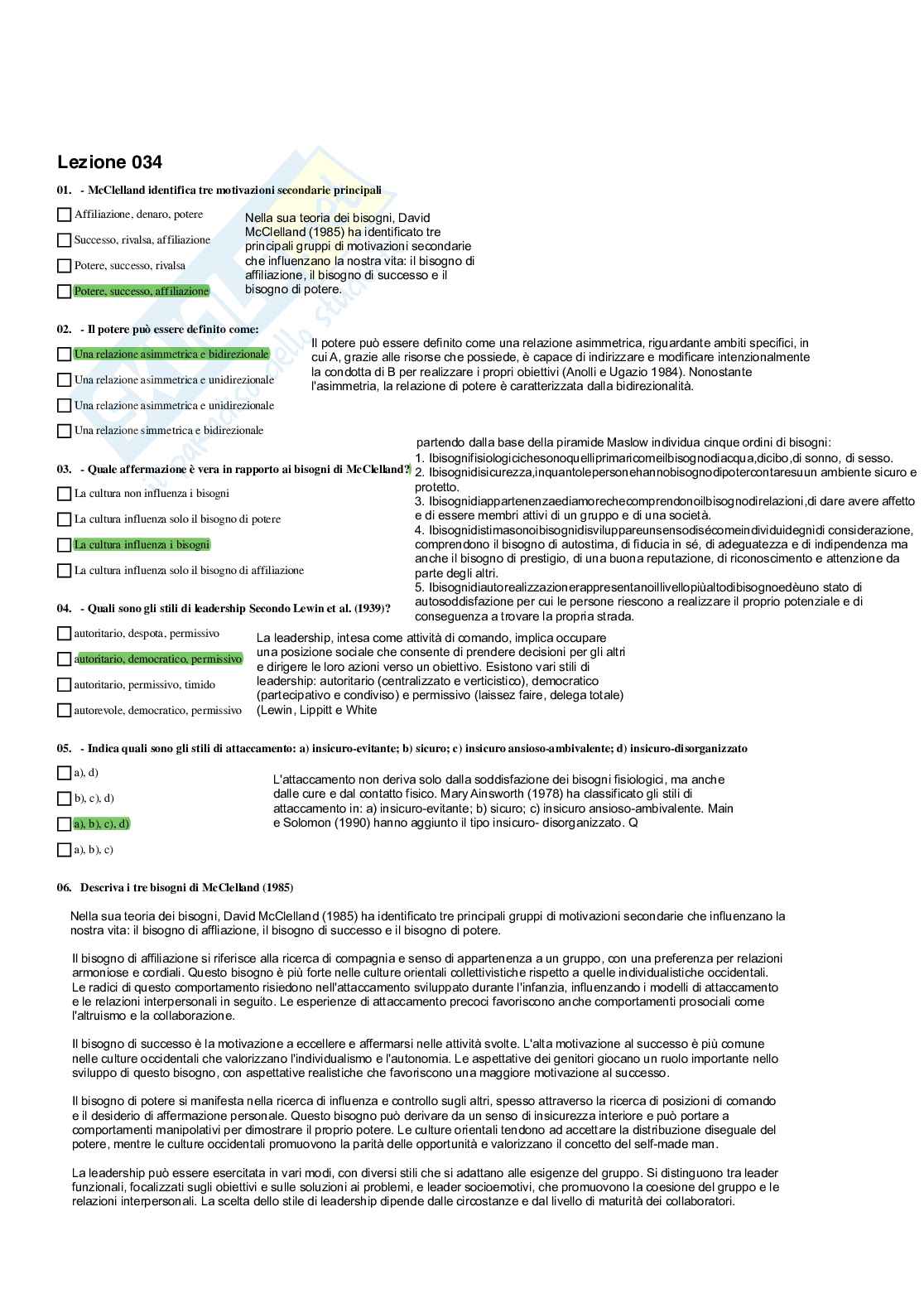 Paniere Psicologia dell' apprendimento - Risposte multiple e fuori paniere - (2026) Pag. 31