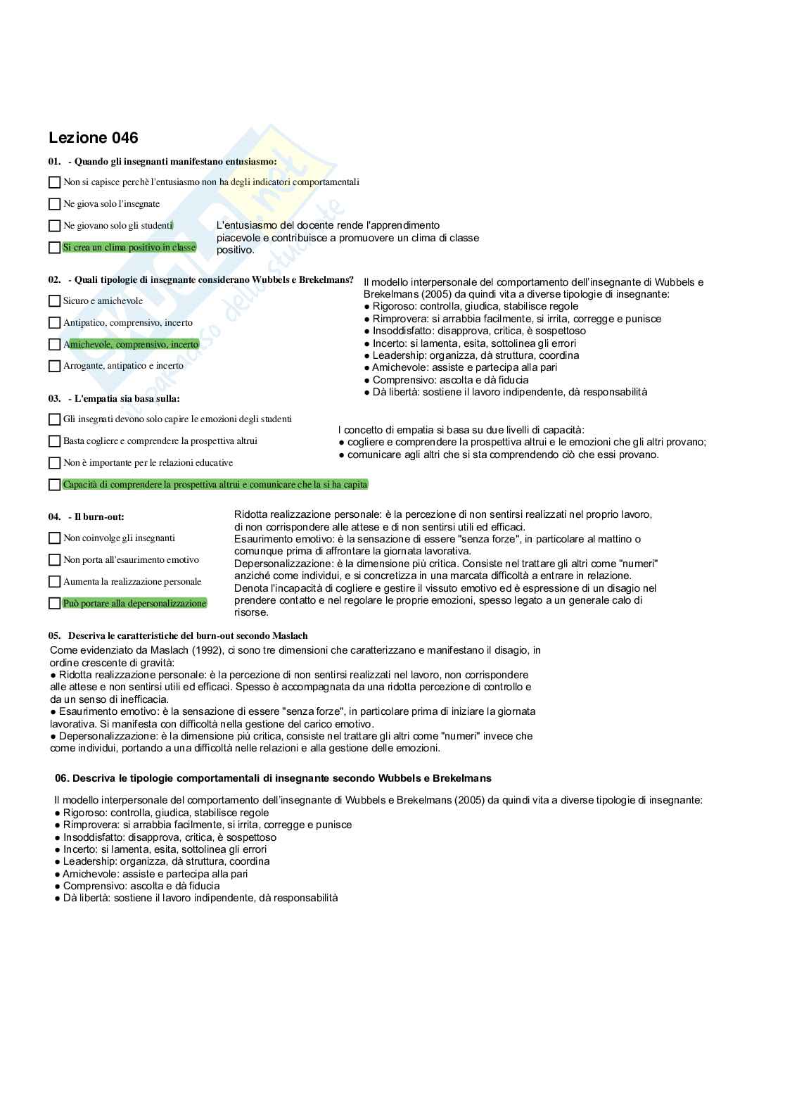 Paniere Psicologia dell' apprendimento - Risposte multiple e fuori paniere - (2026) Pag. 41