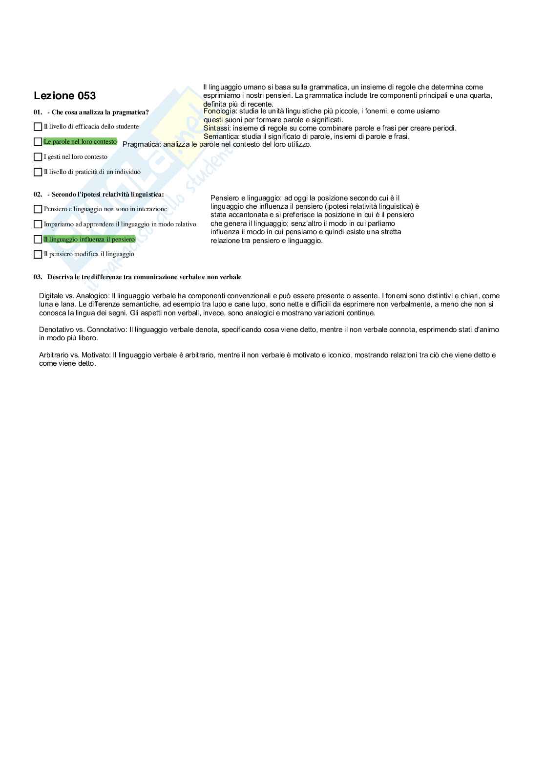 Paniere Psicologia dell' apprendimento - Risposte multiple e fuori paniere - (2026) Pag. 46