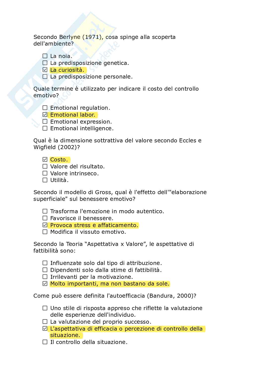 Paniere Psicologia dell' apprendimento - Risposte multiple e fuori paniere - (2026) Pag. 86