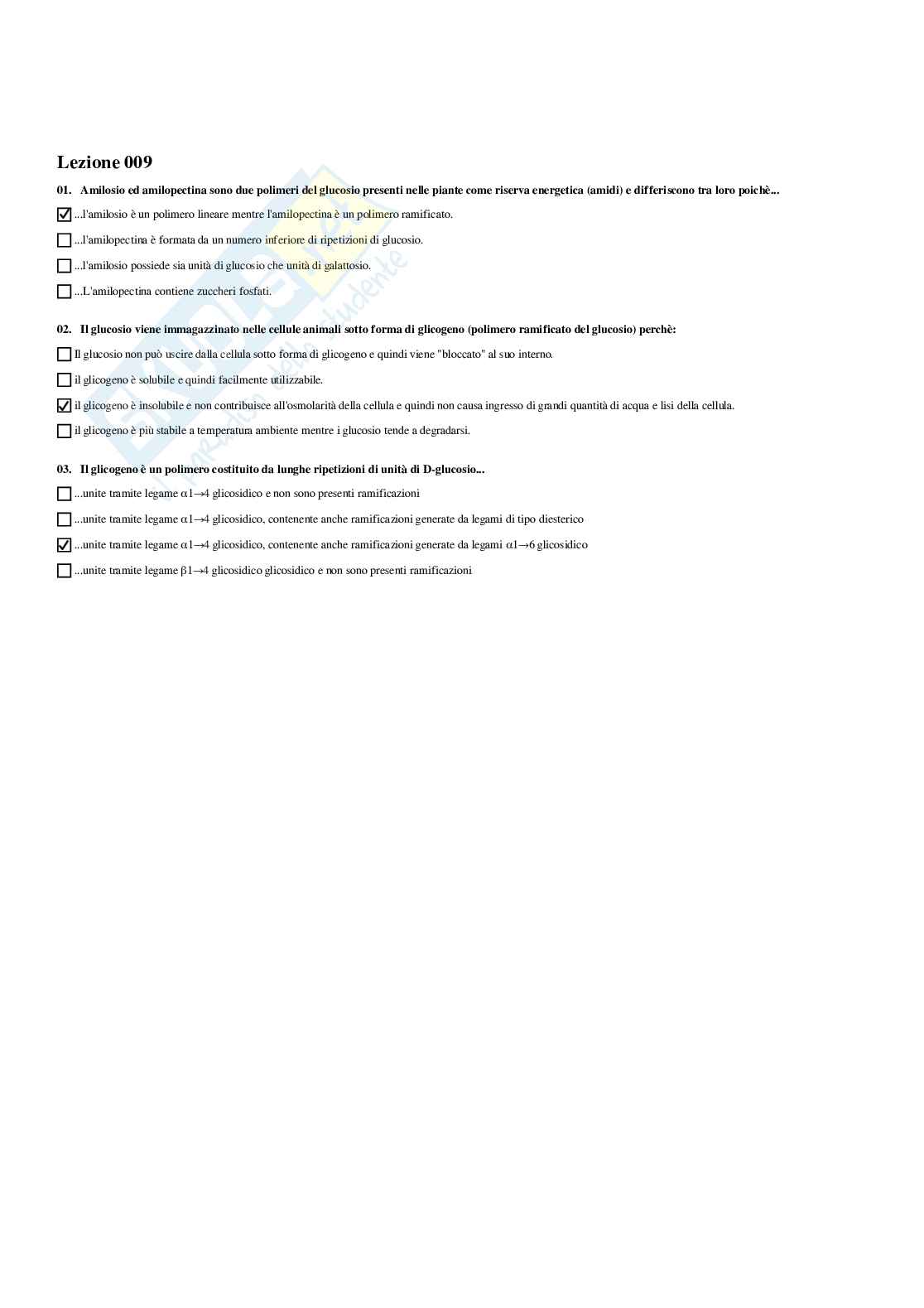 Paniere Biochimica - Risposte multiple - aggiornato (2026) Pag. 11