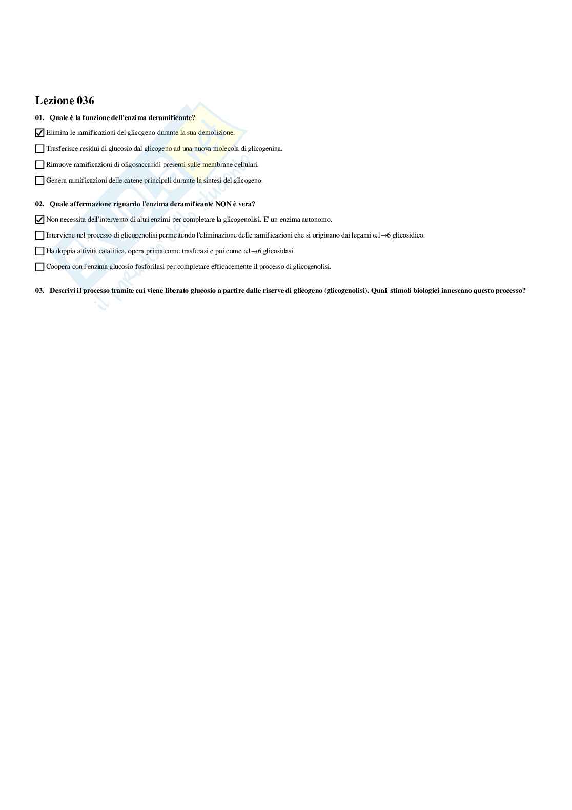 Paniere Biochimica - Risposte multiple - aggiornato (2026) Pag. 36