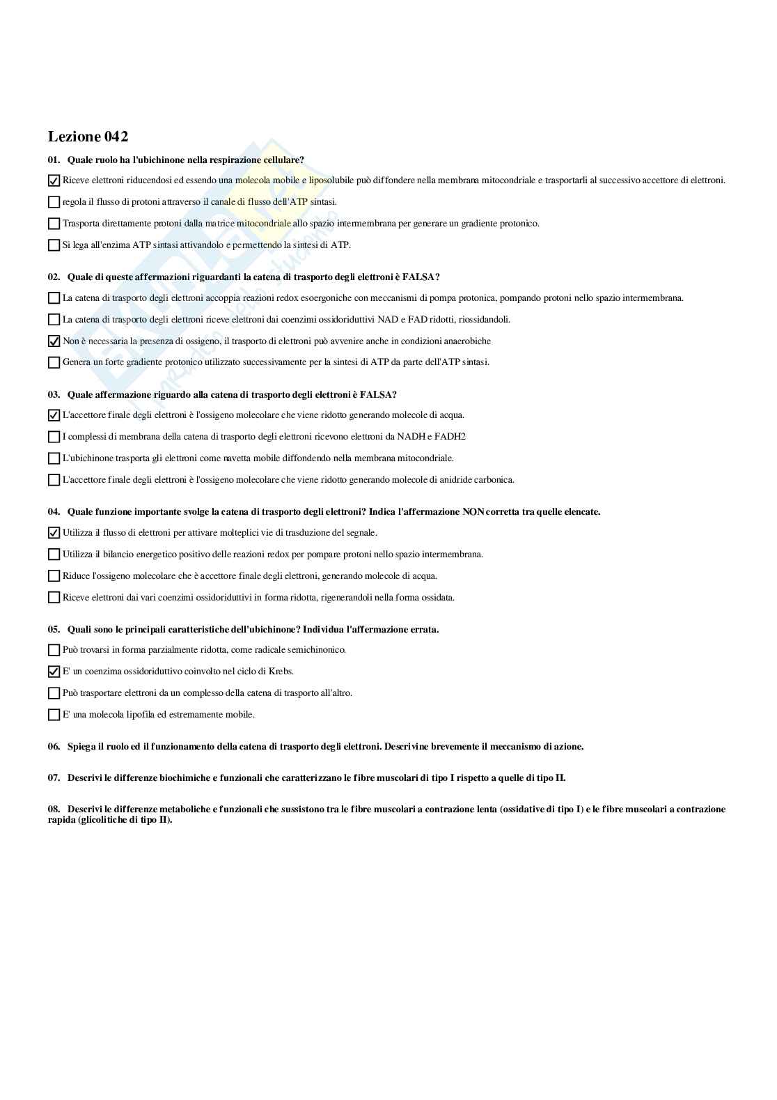 Paniere Biochimica - Risposte multiple - aggiornato (2026) Pag. 41