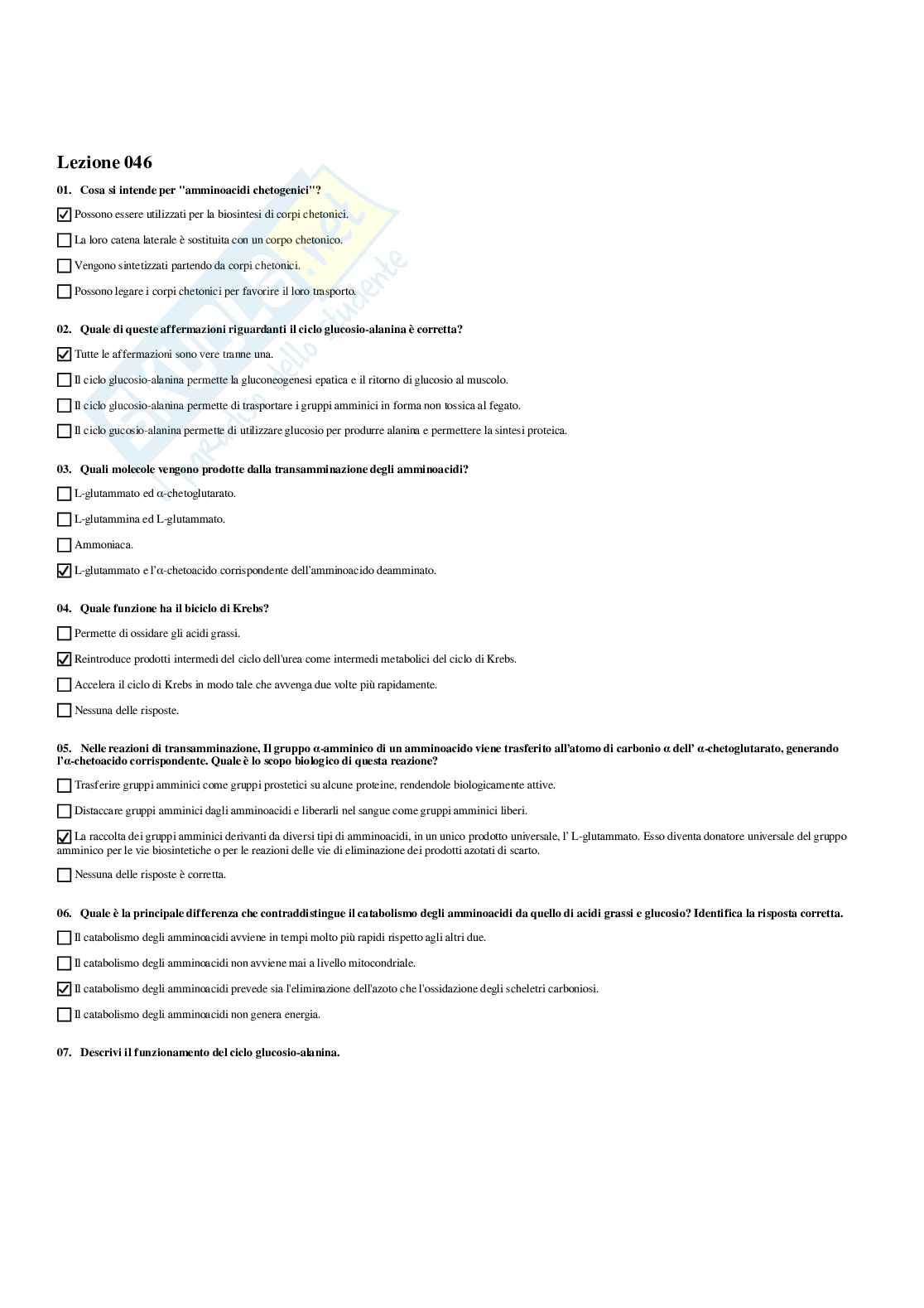 Paniere Biochimica - Risposte multiple - aggiornato (2026) Pag. 46