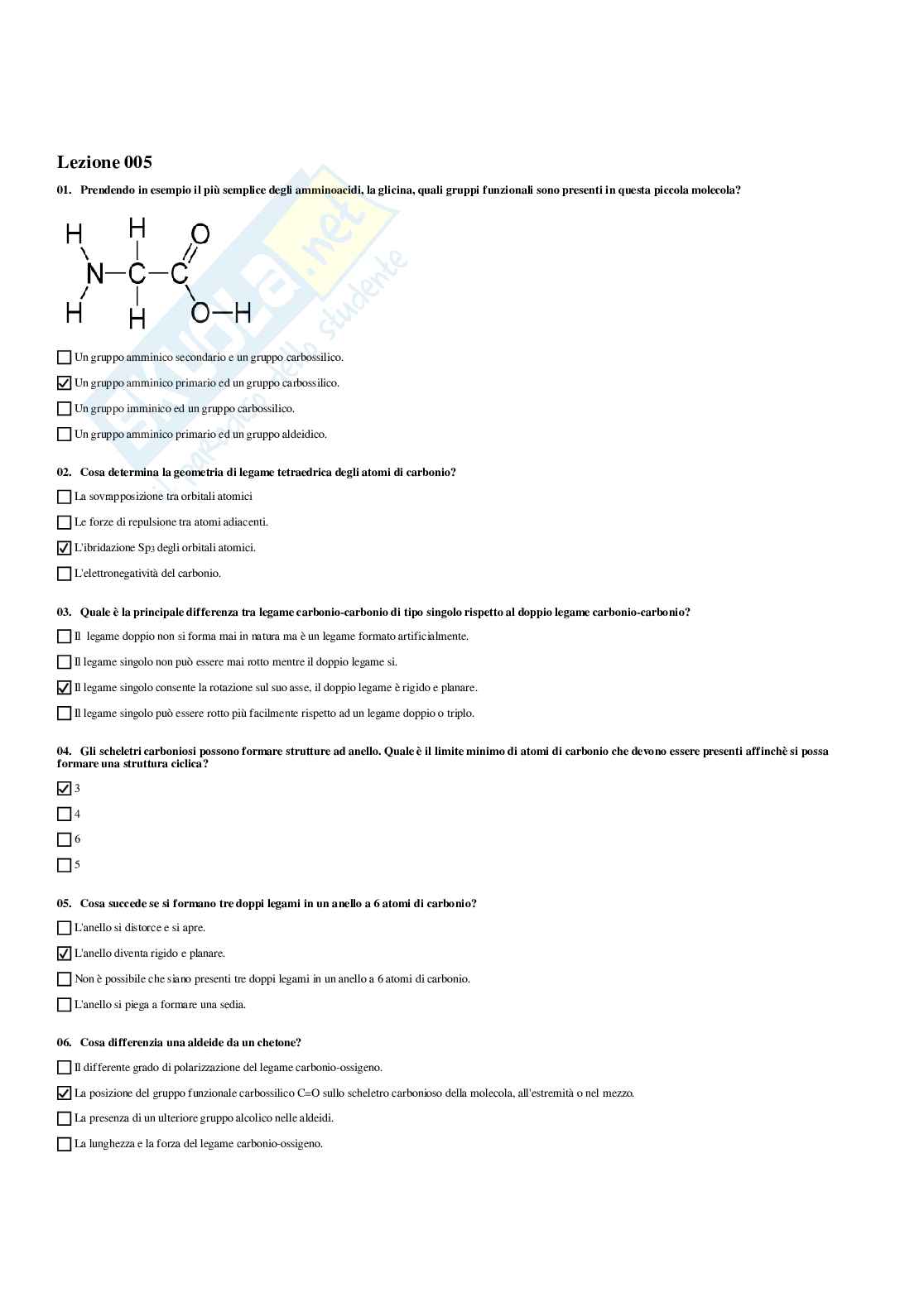 Paniere Biochimica - Risposte multiple - aggiornato (2026) Pag. 6
