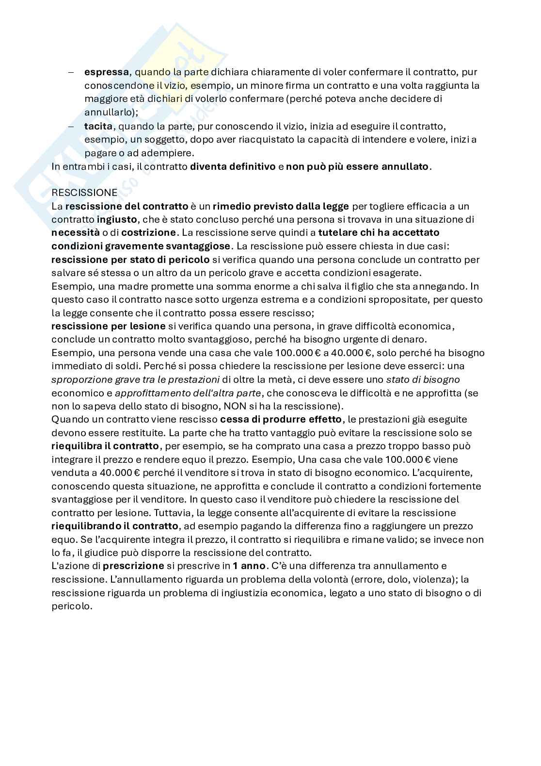 Riassunto esame Diritto privato, Prof. Bocchini Roberto, libro consigliato Manuale di diritto privato, parte contratti, Bocchini, Quadri Pag. 21