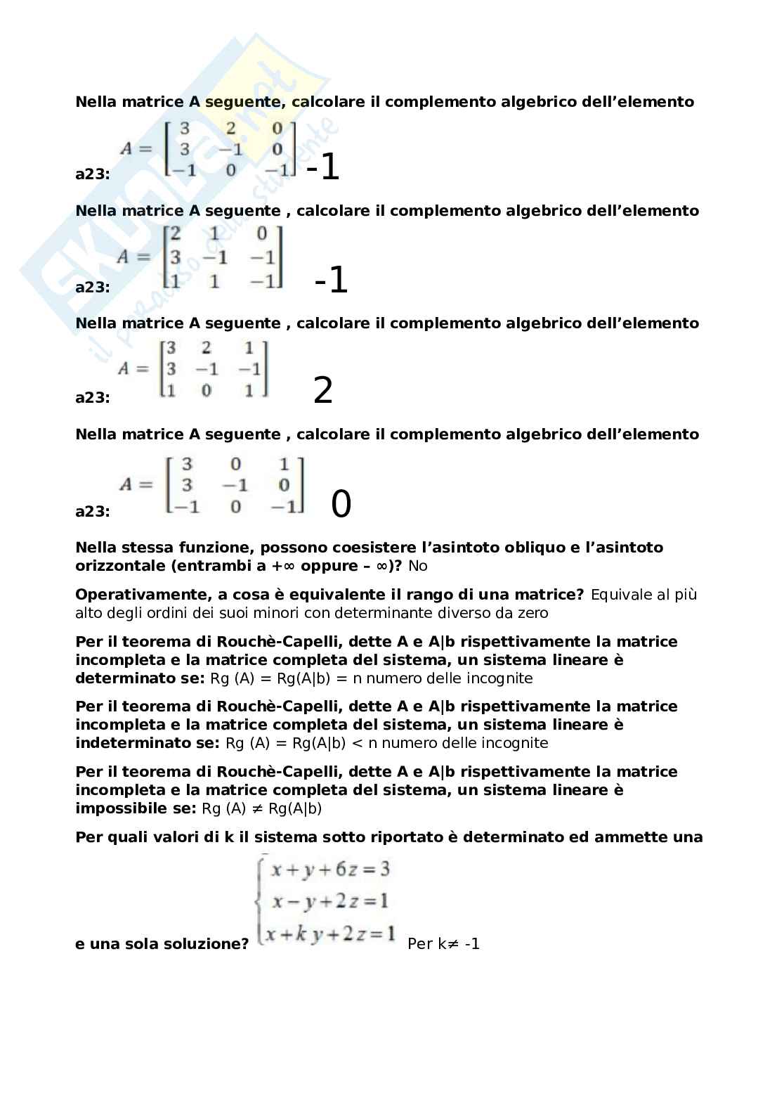 Risposte chiuse Metodi matematici Pag. 21