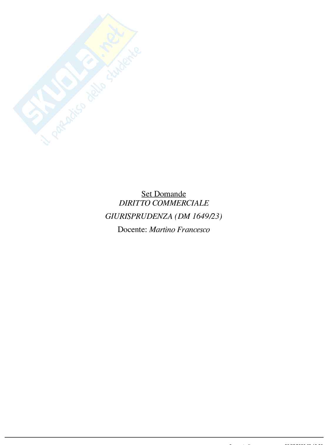 Set domande Diritto commerciale Pag. 1