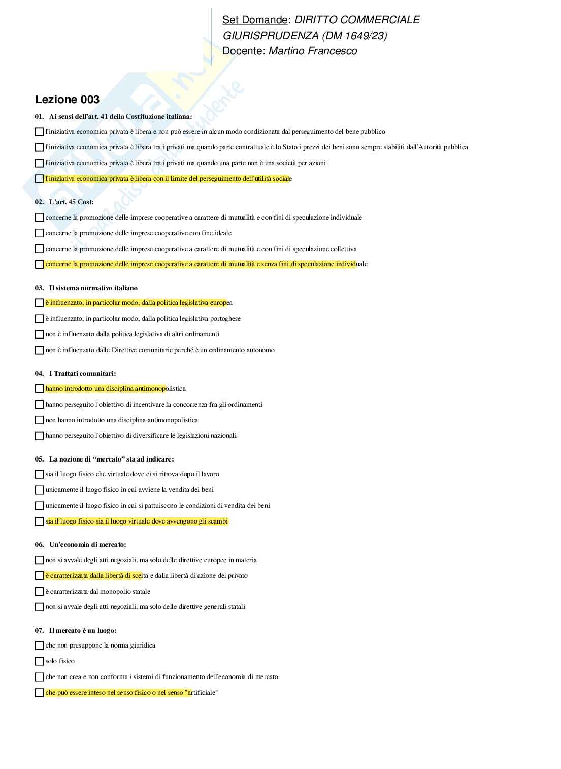 Set domande Diritto commerciale Pag. 11