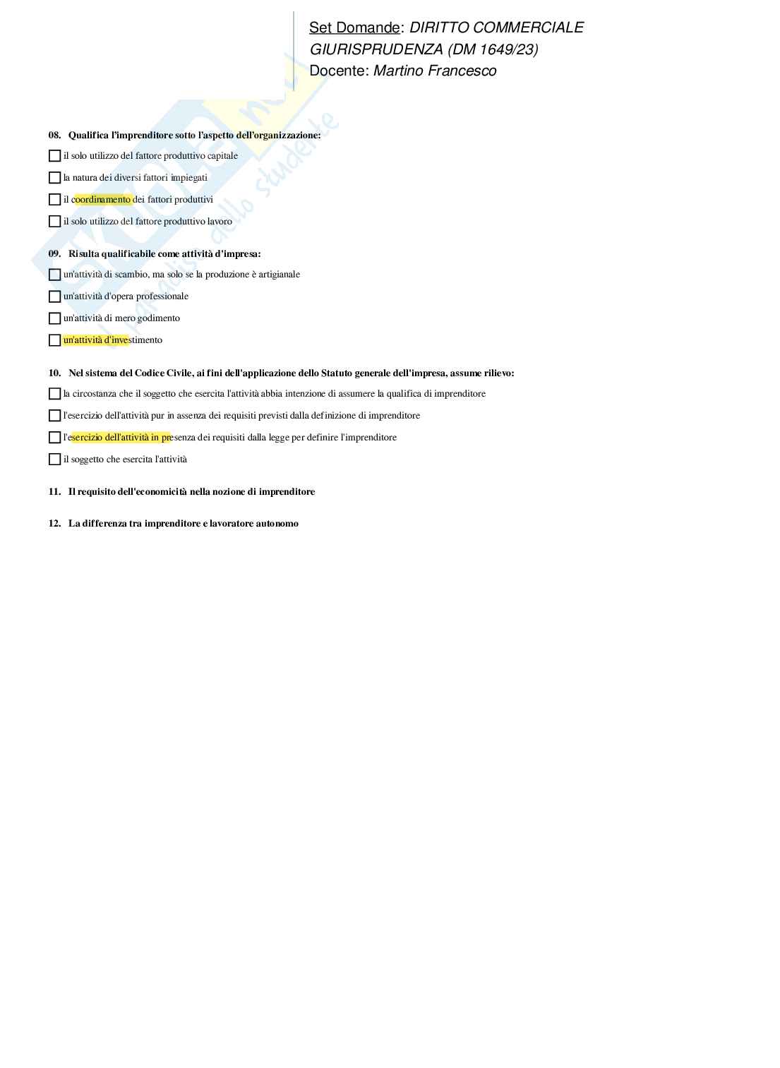Set domande Diritto commerciale Pag. 16