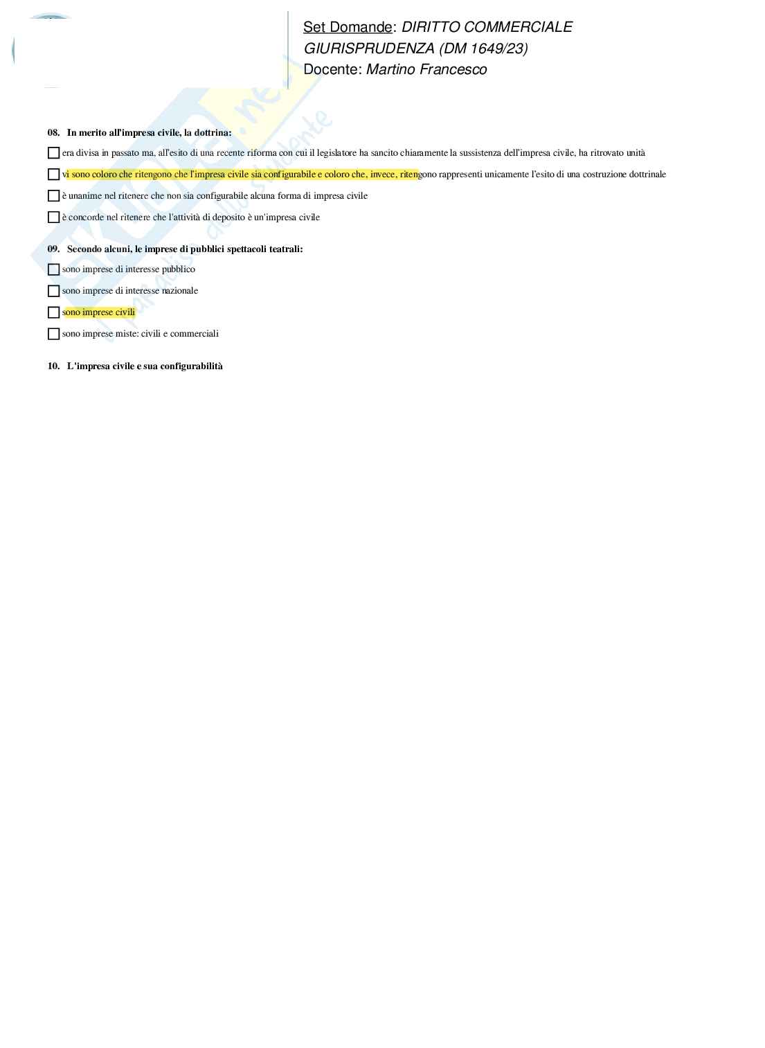 Set domande Diritto commerciale Pag. 26