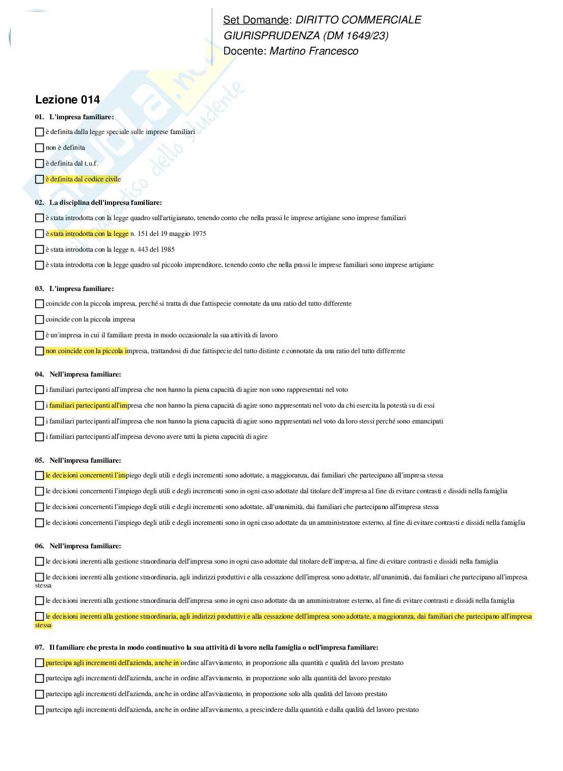 Set domande Diritto commerciale Pag. 31