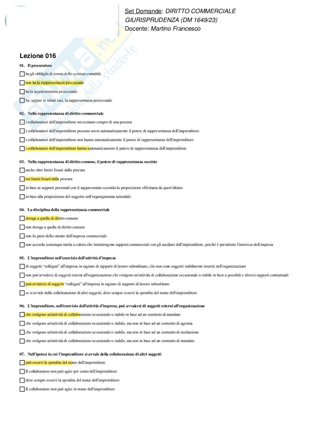 Set domande Diritto commerciale Pag. 36