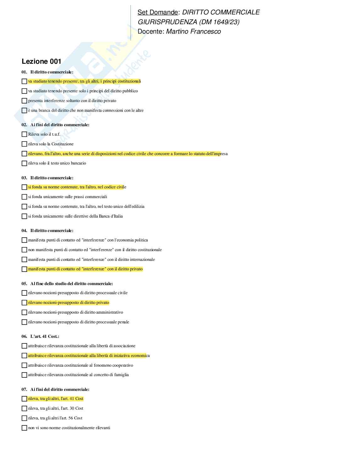 Set domande Diritto commerciale Pag. 6