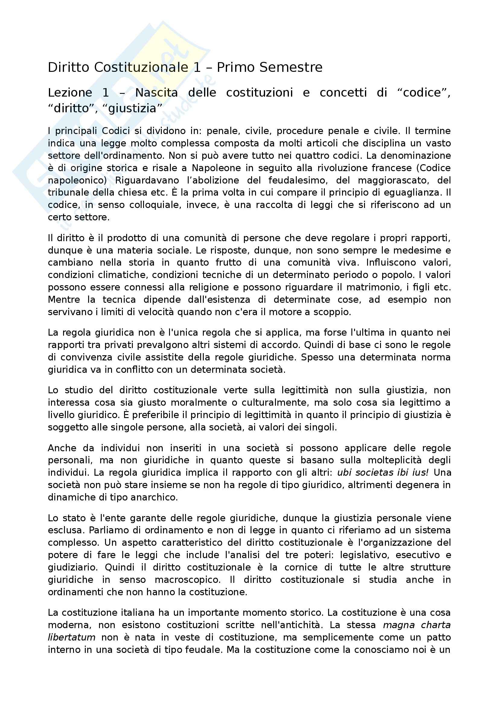 Diritto Costituzionale - Introduzione Pag. 1