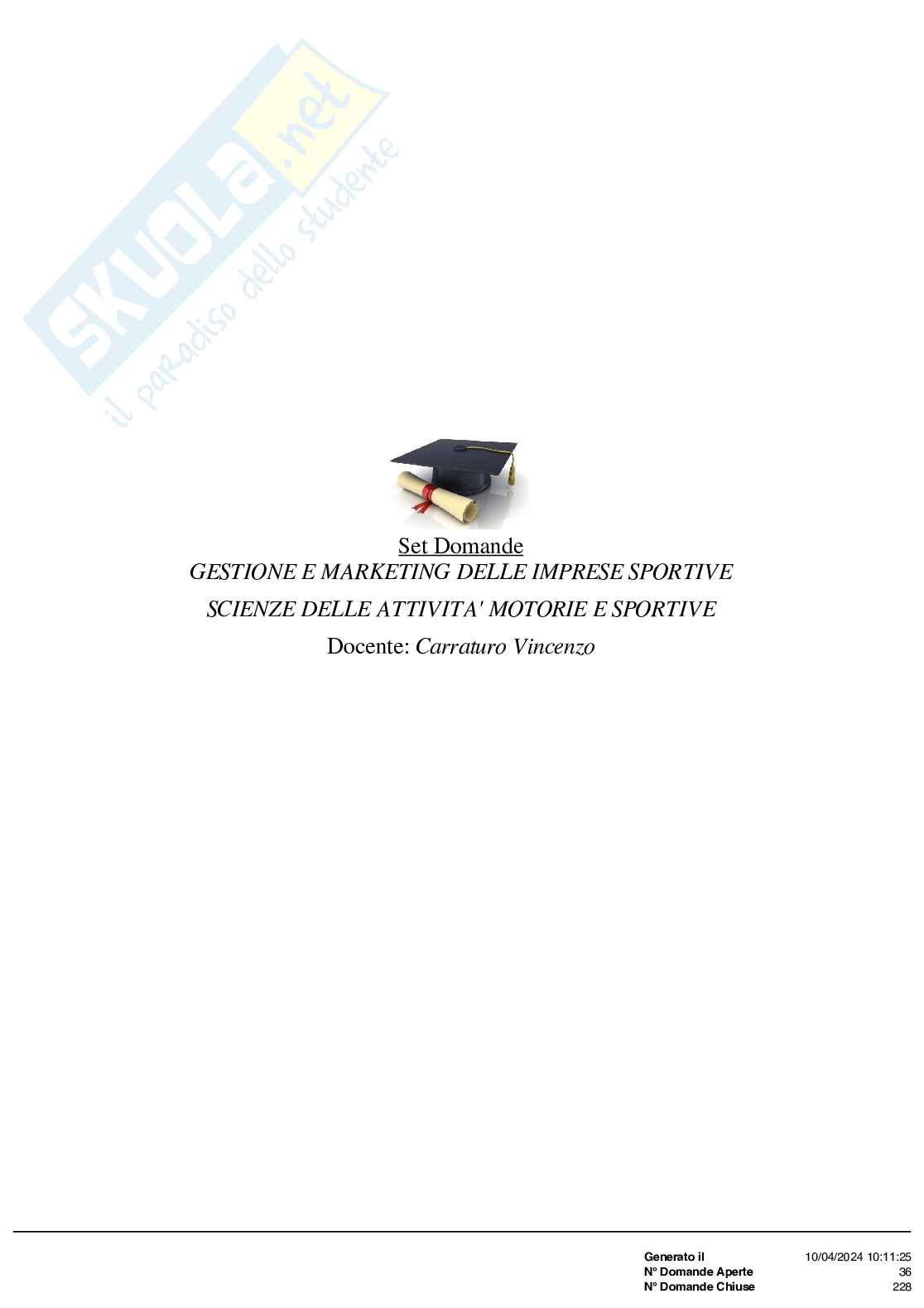 Paniere nuovo completo di Gestione e marketing delle imprese sportive Pag. 1