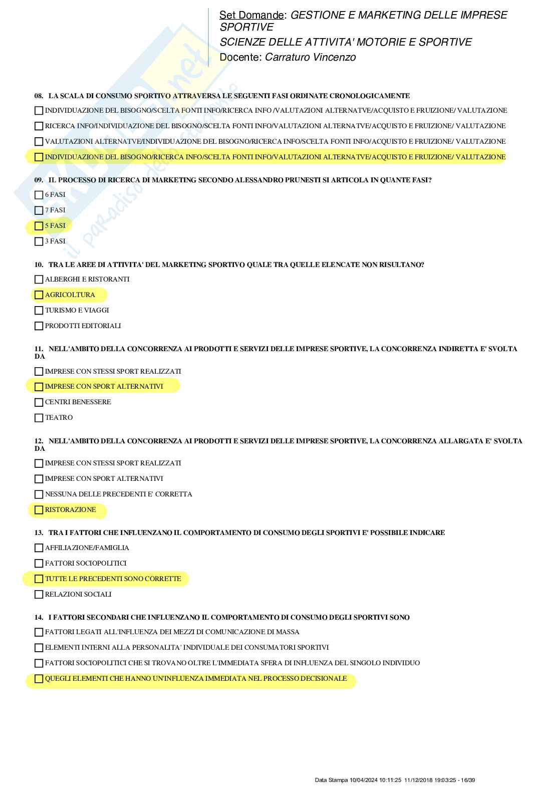 Paniere nuovo completo di Gestione e marketing delle imprese sportive Pag. 16