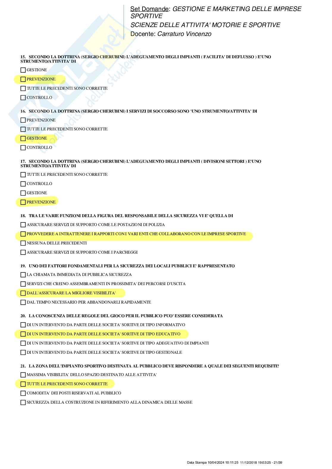 Paniere nuovo completo di Gestione e marketing delle imprese sportive Pag. 21
