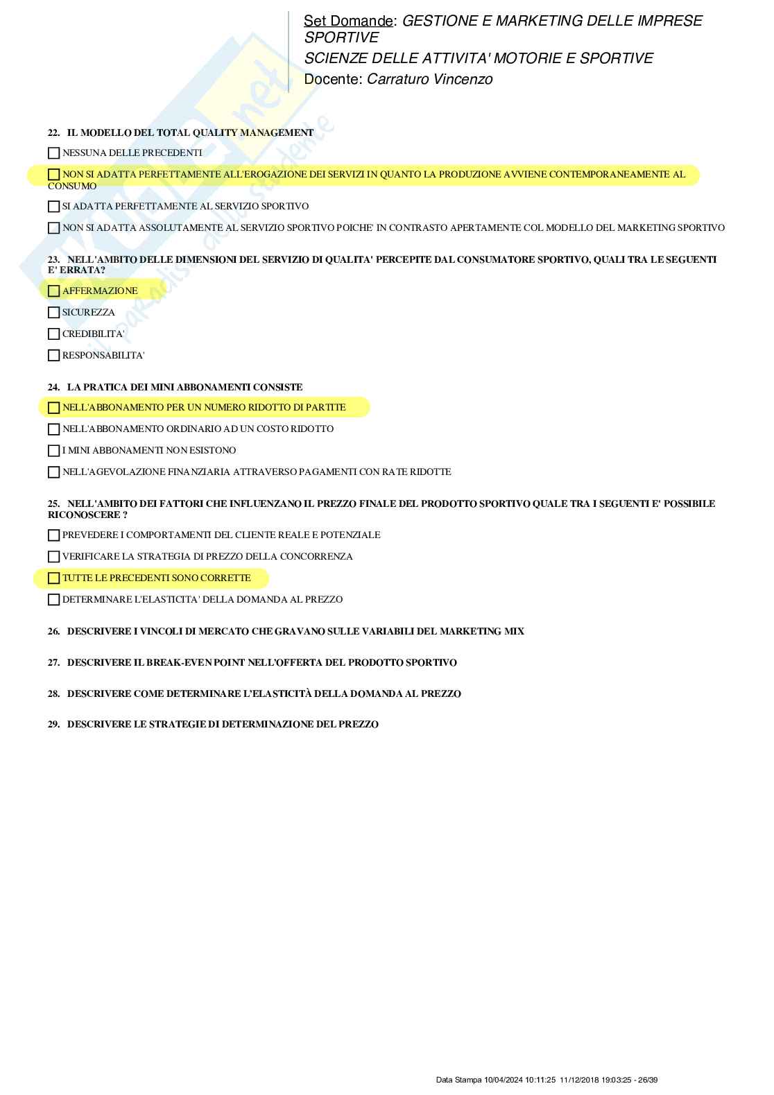 Paniere nuovo completo di Gestione e marketing delle imprese sportive Pag. 26
