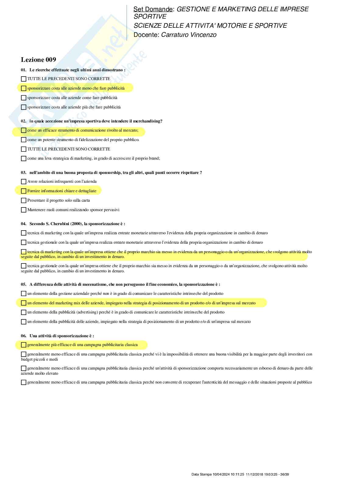 Paniere nuovo completo di Gestione e marketing delle imprese sportive Pag. 36