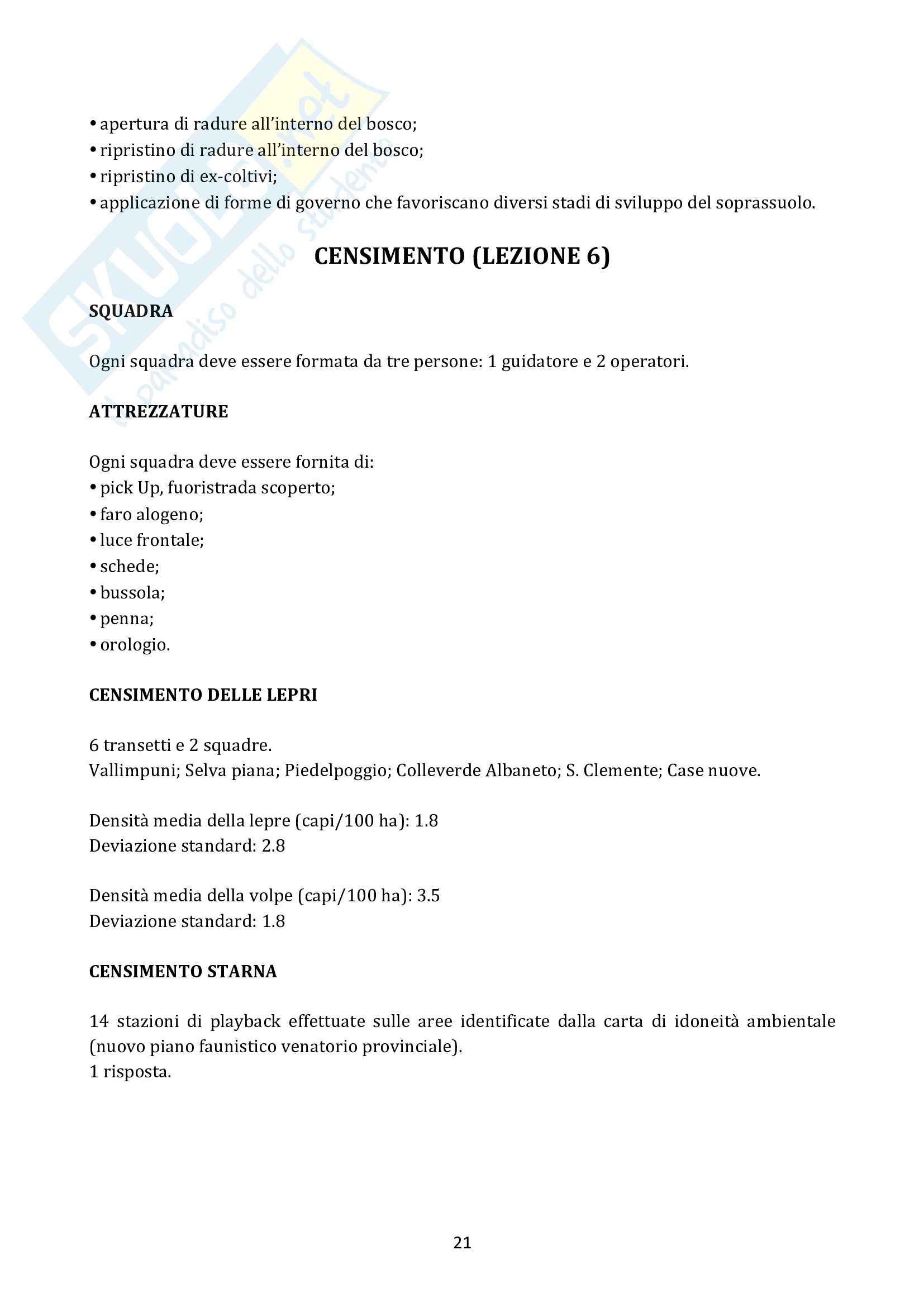 Monitoraggio dei vertebrati Pag. 21