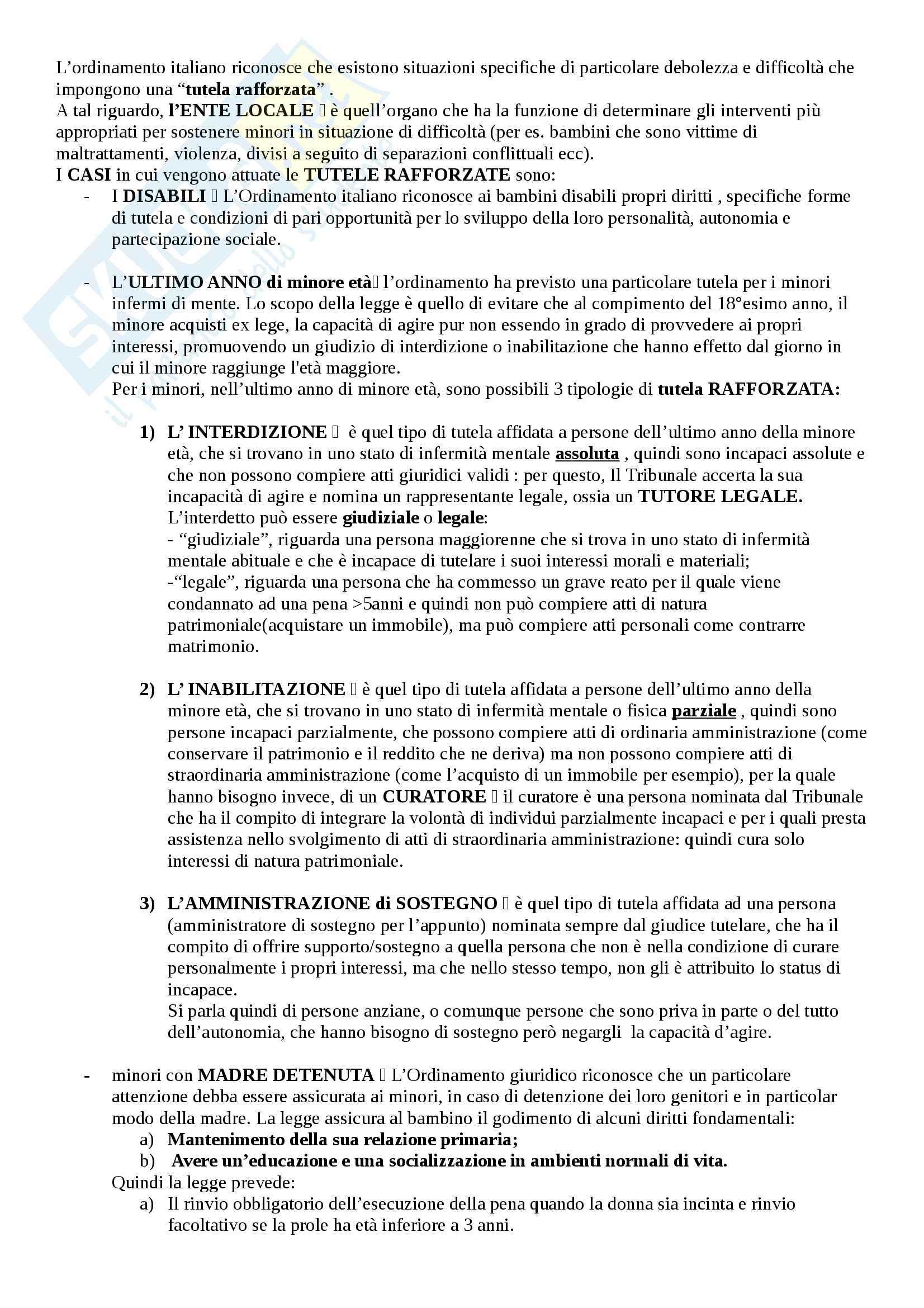 Riassunto esame Legislazione Minorile, Prof.ssa Bares, Libro consigliato "Manuale di diritto minorile", A.C. Moro Pag. 11