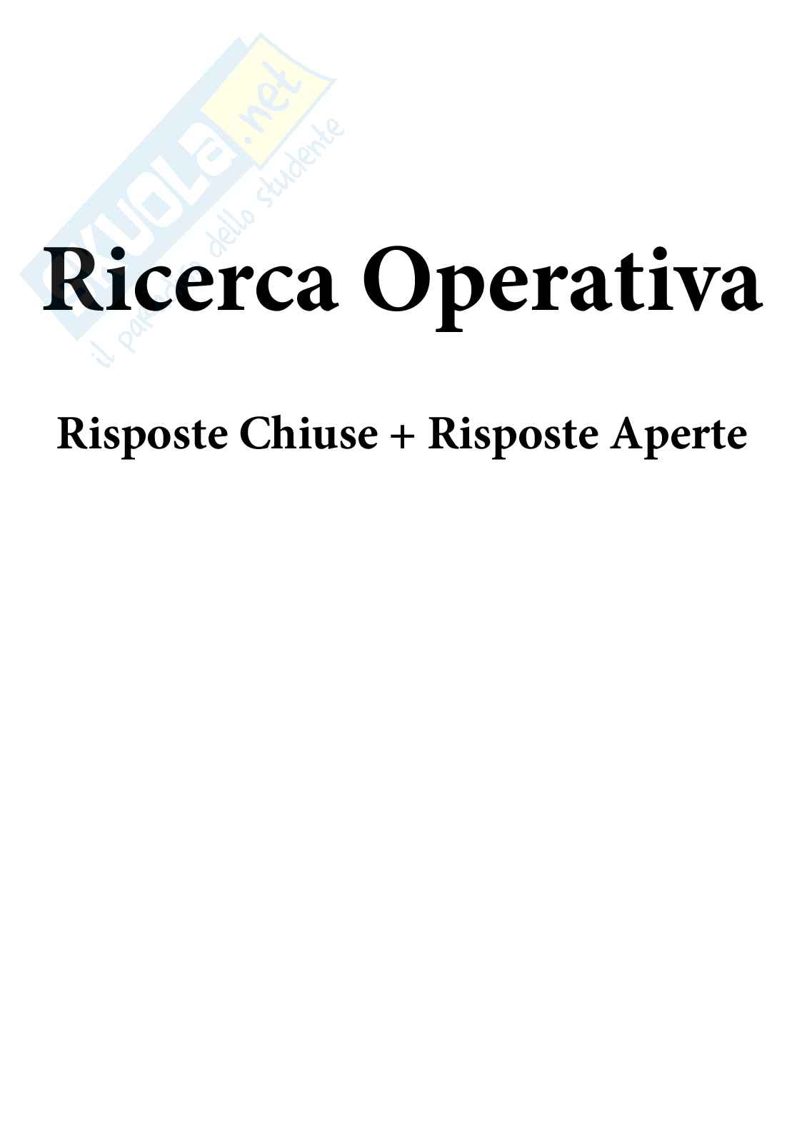 Ricerca operativa - Paniere compilato Pag. 1