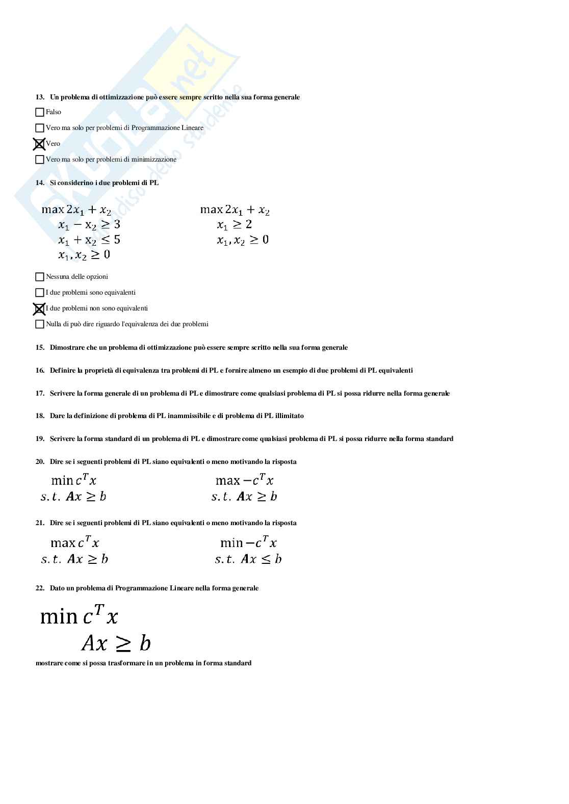 Ricerca operativa - Paniere compilato Pag. 16