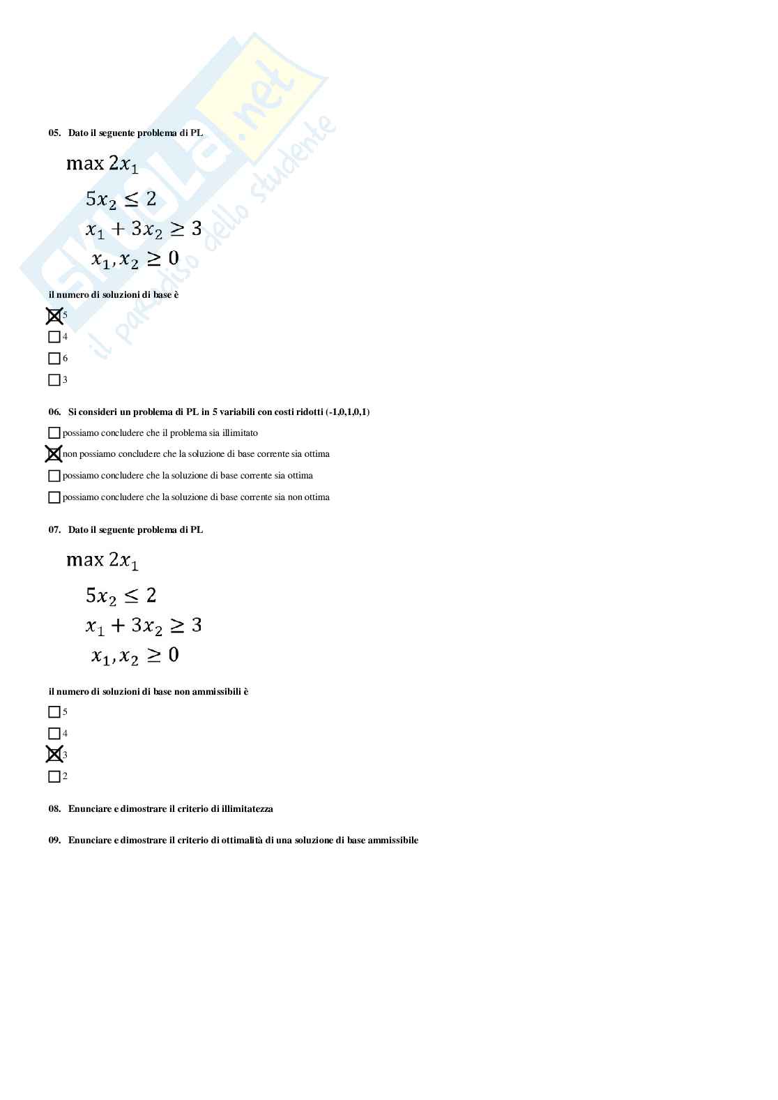 Ricerca operativa - Paniere compilato Pag. 26