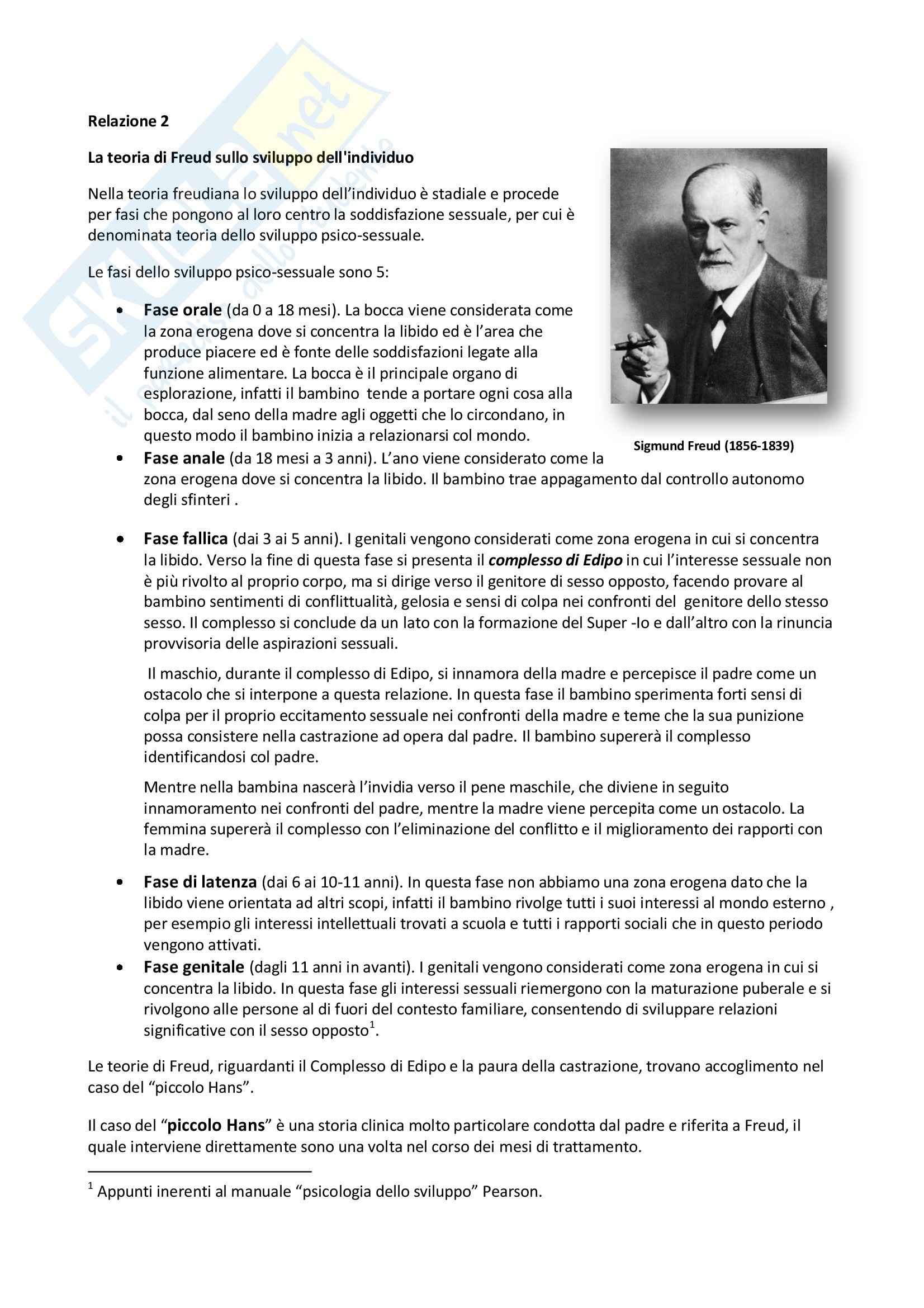 Teoria di Freud sullo sviluppo dell'individuo, Psicologia dello sviluppo Pag. 1