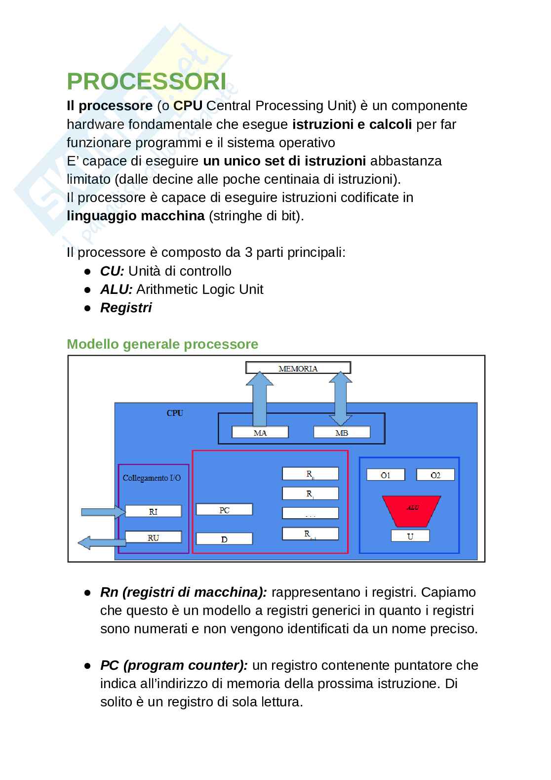 Appunti sulla struttura del processore Pag. 1