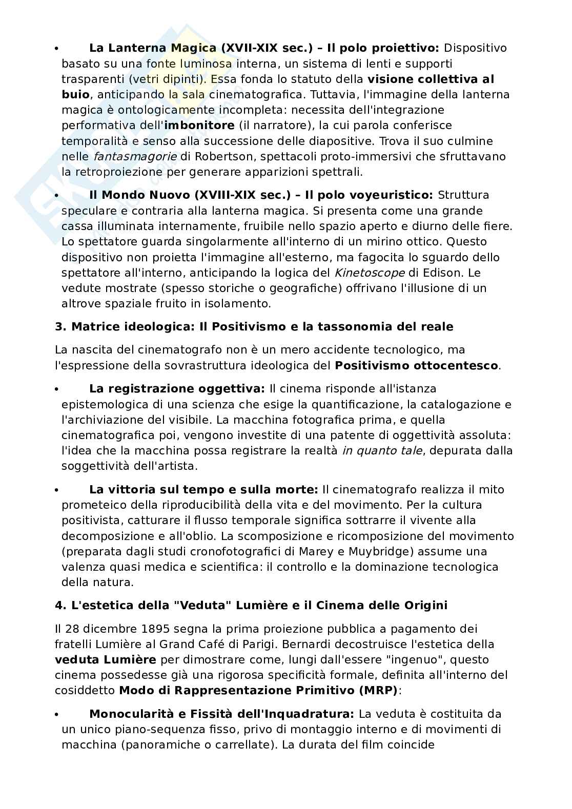 Riassunto esame Storia delle teorie del cinema, Prof. Vitella Federico, libro consigliato L'avventura del cinematografo. Storia di un'arte e di un linguaggio, Bernardi Pag. 2