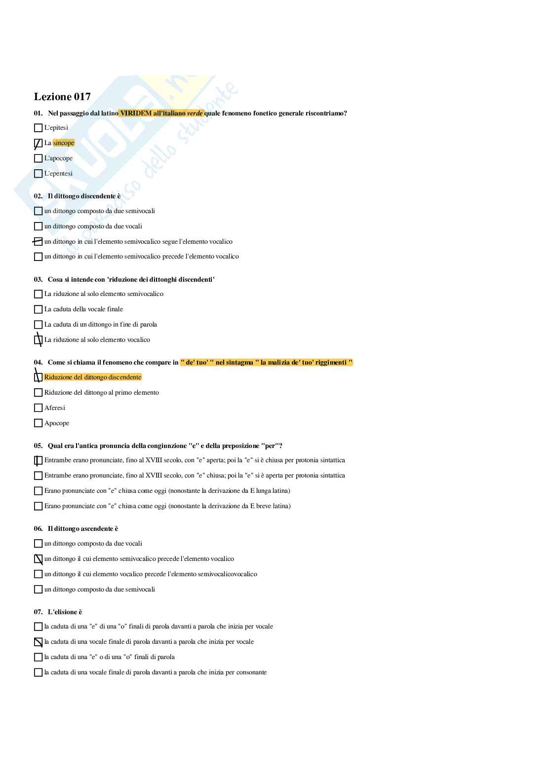 Set Domande multiple di Linguistica italiana - 2024 Pag. 26