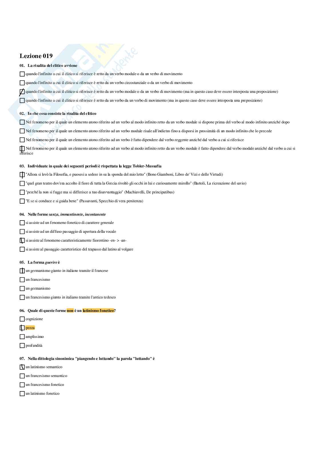 Set Domande multiple di Linguistica italiana - 2024 Pag. 31