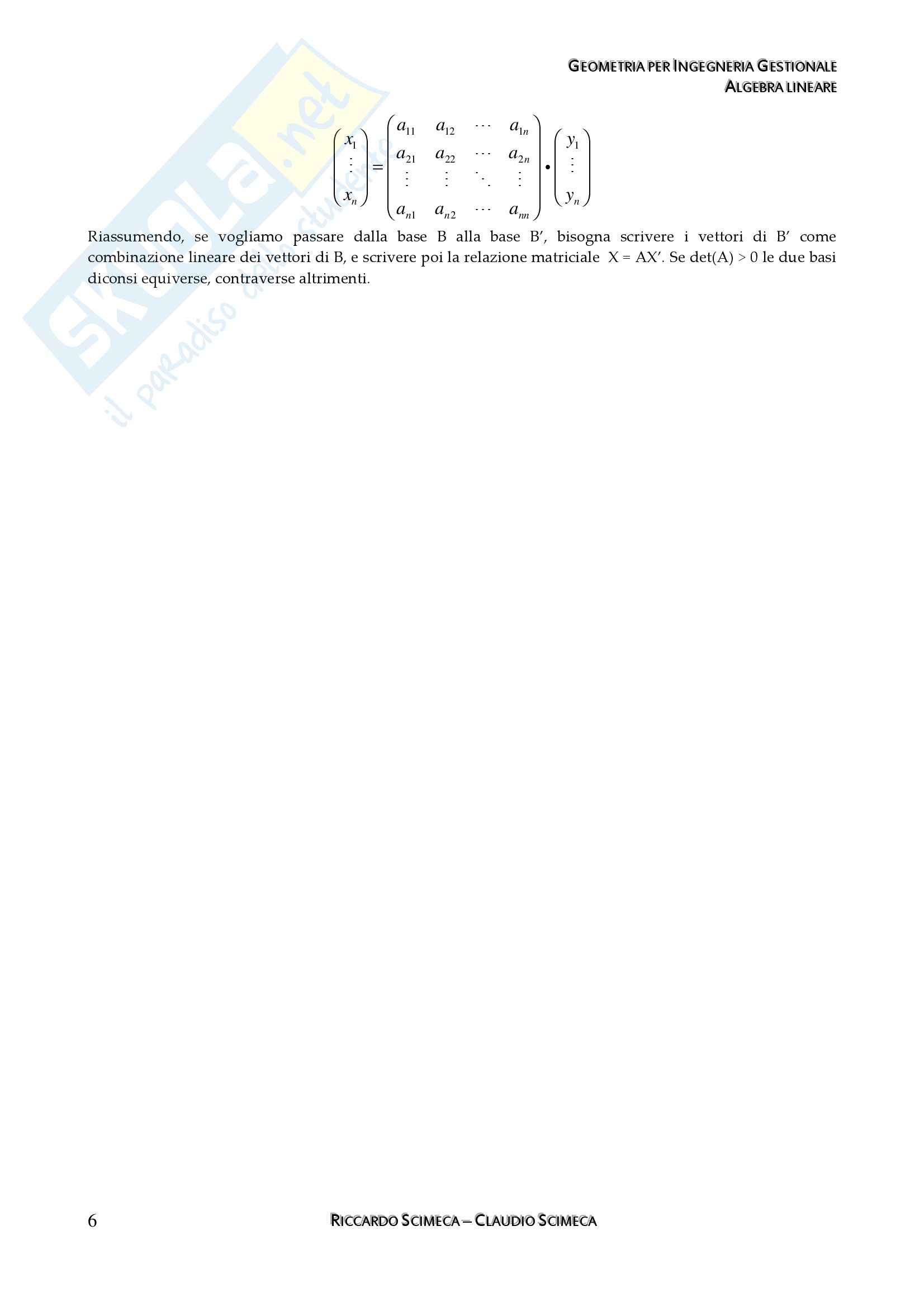 Geometria e Algebra lineare - Appunti Pag. 6