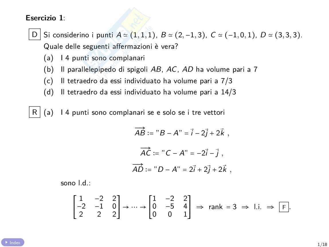 Quiz con soluzione Algebra e geometria lineare Pag. 2