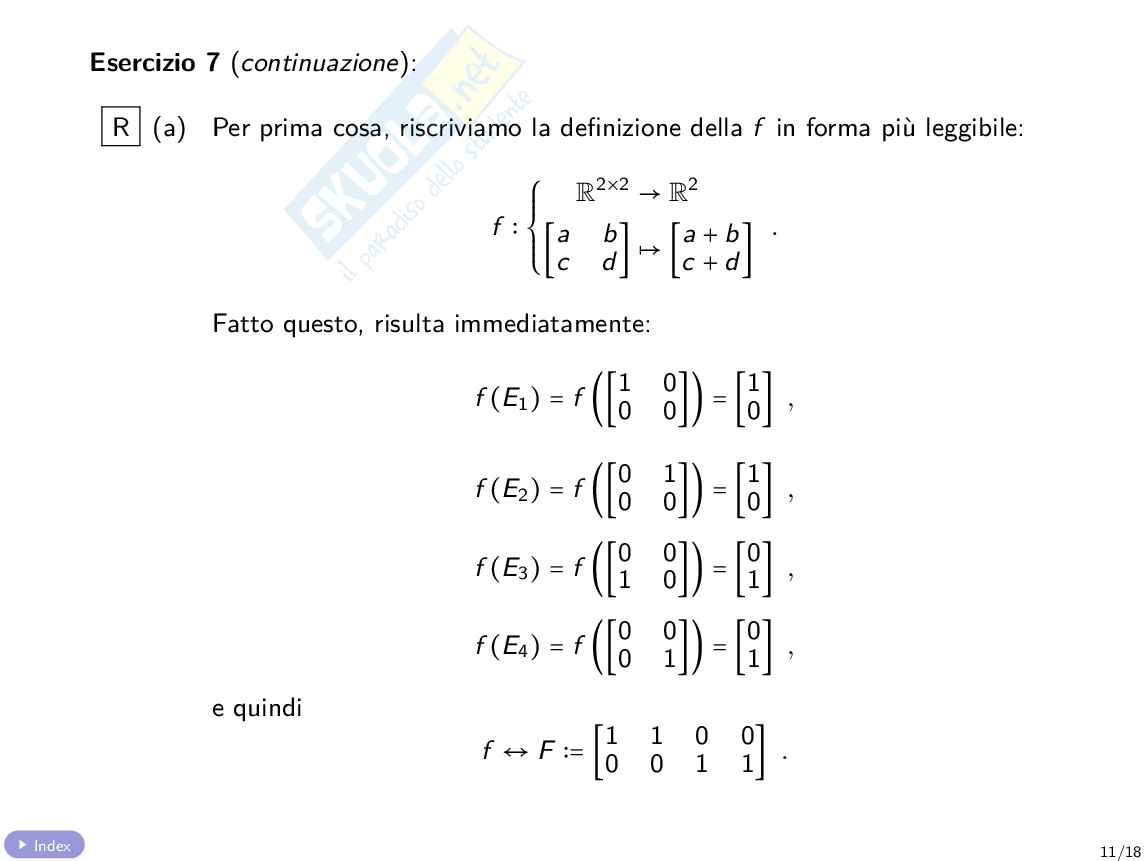 Quiz con soluzione Algebra e geometria lineare Pag. 21
