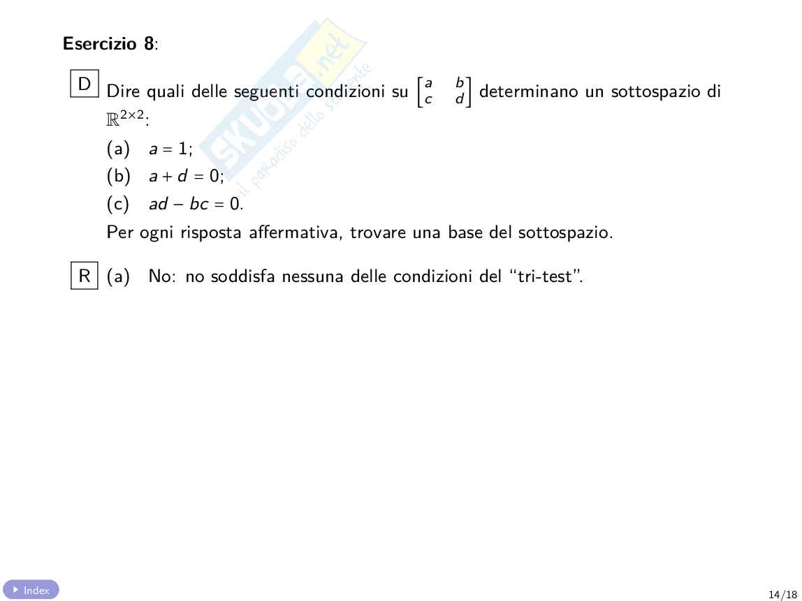 Quiz con soluzione Algebra e geometria lineare Pag. 26