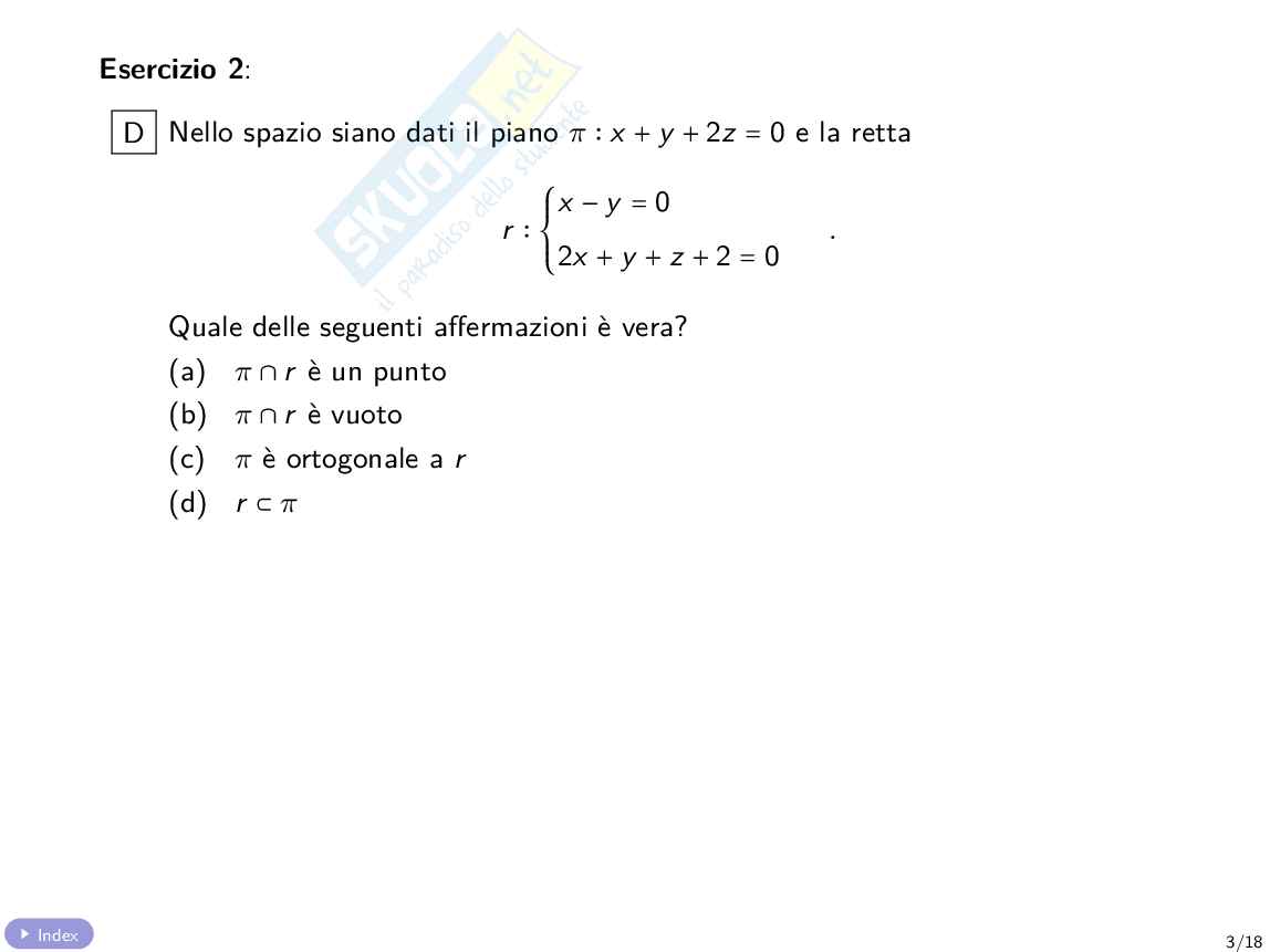 Quiz con soluzione Algebra e geometria lineare Pag. 6